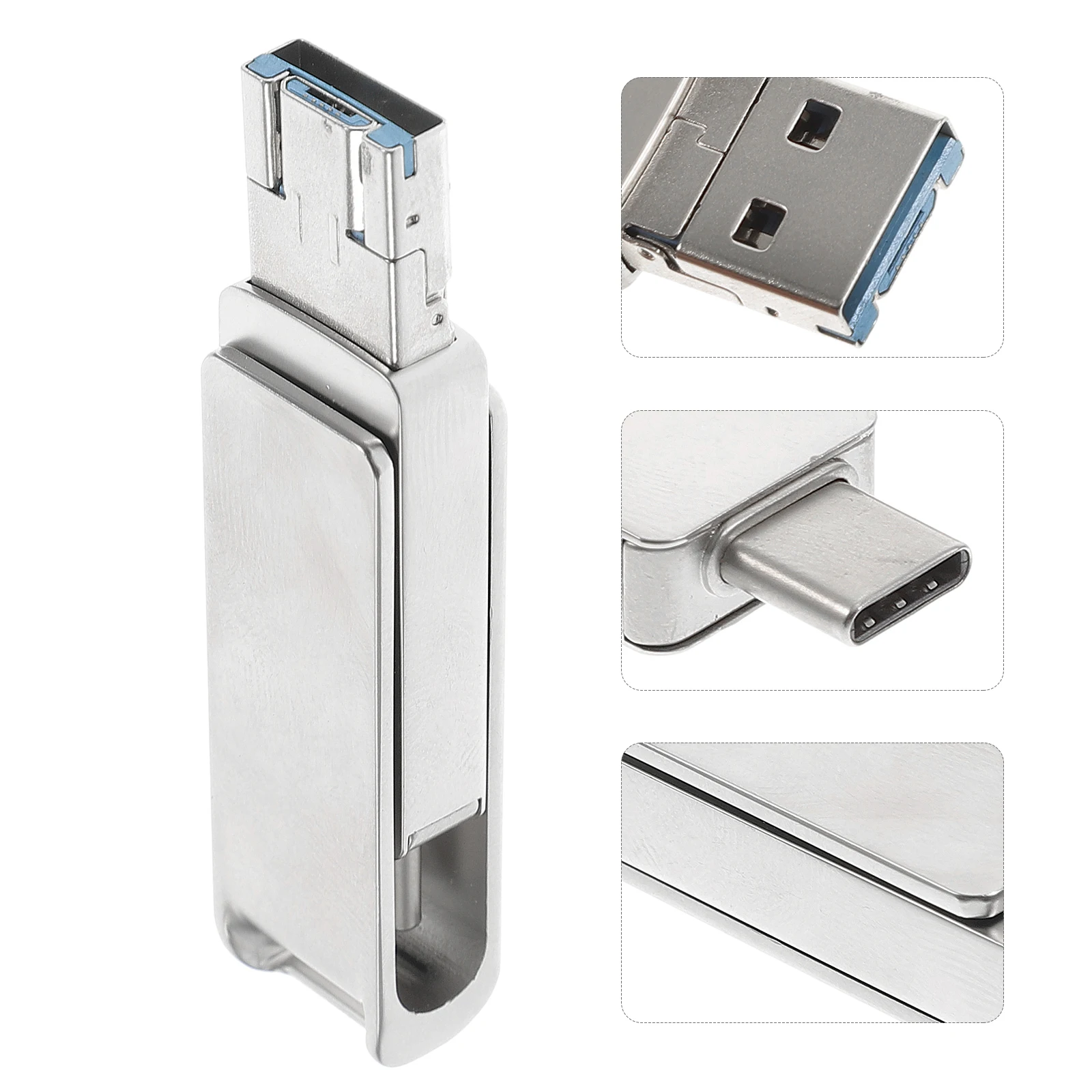 

16Gb Rotating Type-C Usb 3.0 Flash Drive High Speed Compatible With Huawei Silver Metal Alloy U Disk Computer