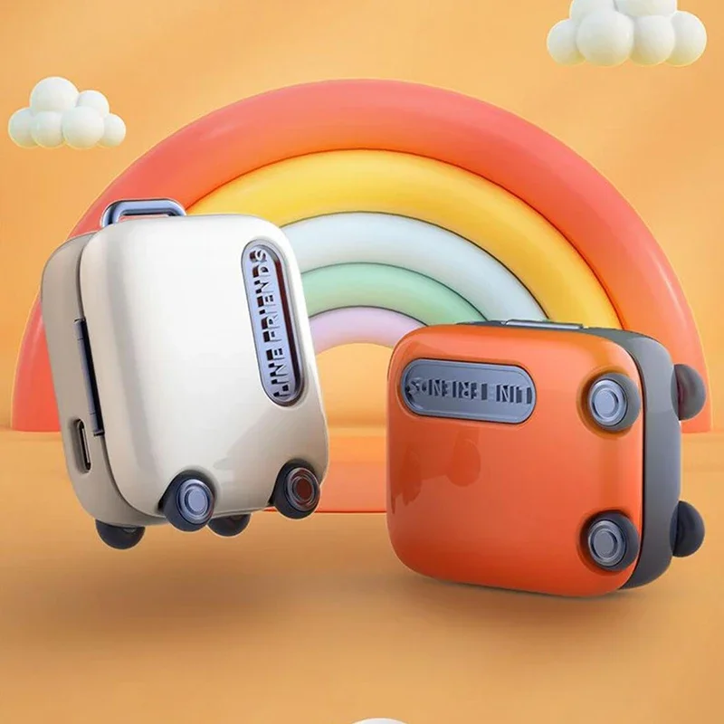 2023 New Linefriends LFT18 Suitcase Headset Semi-ear Wireless Bluetooth Headphones Noise Cancelling Earbuds With Power Display