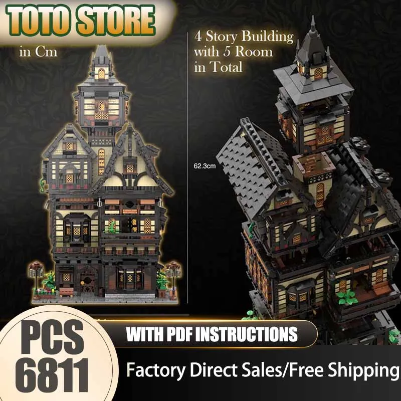 

Модель средневекового замка MOC, строительные блоки, модель Священной башни, технологические кирпичи, DIY-конструктор, уличная сцена, праздничная игрушка