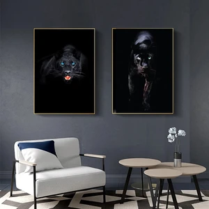Black Panther -Leinwand Malerei, Wildtierplakate und Eindrücke, Wandkunst, Bild für Wohnzimmer, Wohnkultur Hauptverkauf Panther Schwarz - №9