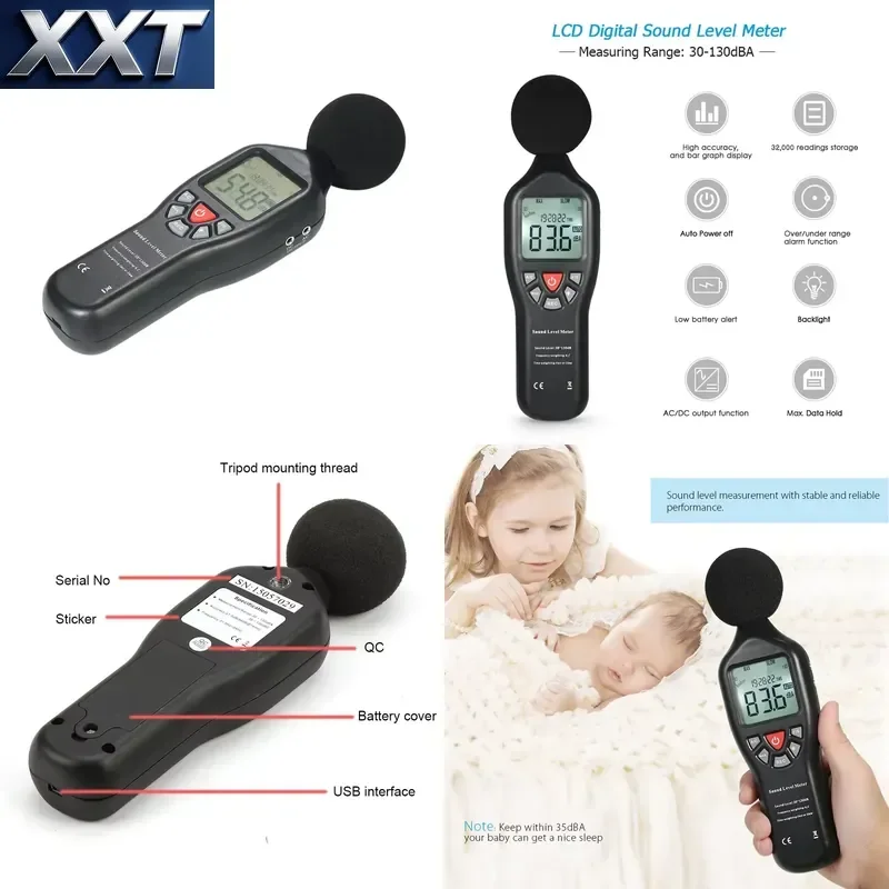 XXT Digital SOUND NOISE LEVEL METER 30~130 DB Decibel DATA Logger USB CD Software (TL-200)