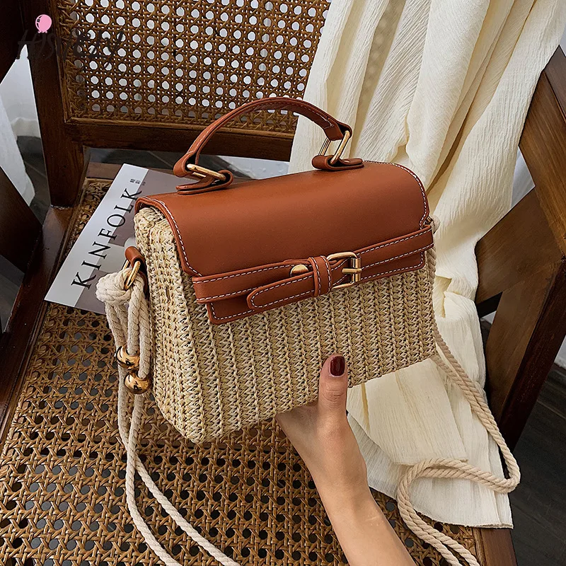 HISUELY 2024 Bohemian Straw Bags for Women Beach Handbags Summer Vintage Rattan Bag Handmade Kintted Woven Crossbody Bag Purse