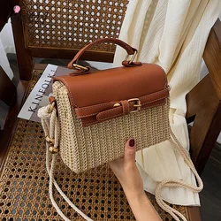 HISUELY 2024 borse di paglia bohémien per le donne borse da spiaggia borsa estiva Vintage in Rattan borsa a tracolla intrecciata fatta a mano