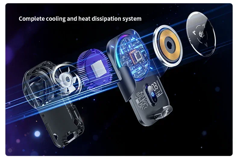 Magnetische & ICE-Kühlung RGB-Licht Qi2 25W Kabellose Ladestation Auto-Handyhalterung mit Induktion für iPhone 17 16 Samsung S26 S25 Ultra – Detail 3