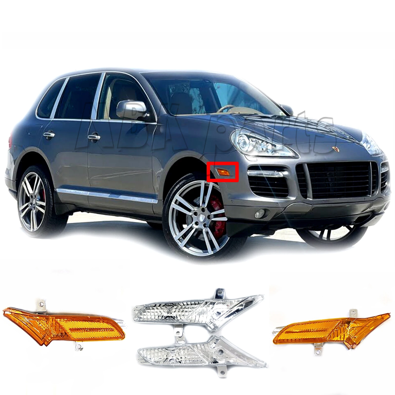 Fit 07-10 Side Marker L & R Porsche Cayenne 9PA 957 GTS S Turbo Base Sport lampa Turn Signal przednia okładka
