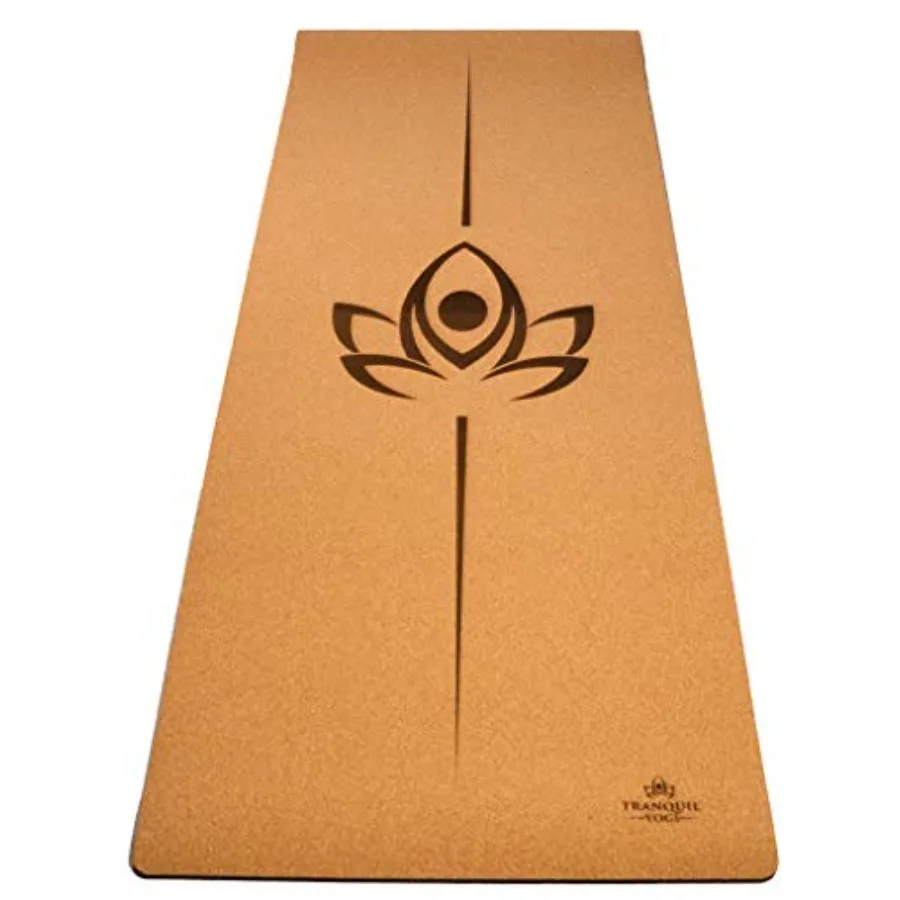 

Natural Yoga and Exercise Mat with Excellent Grip and Joint Protection in Eco-Friendly Beige Color Includes Carry Strap for Eas
