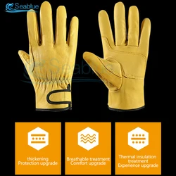 Leather Work Gloves Welding Handling Labor Protection Garden Pruning Tree Planting Site Workers Car Repair Wear-Resistant Gloves