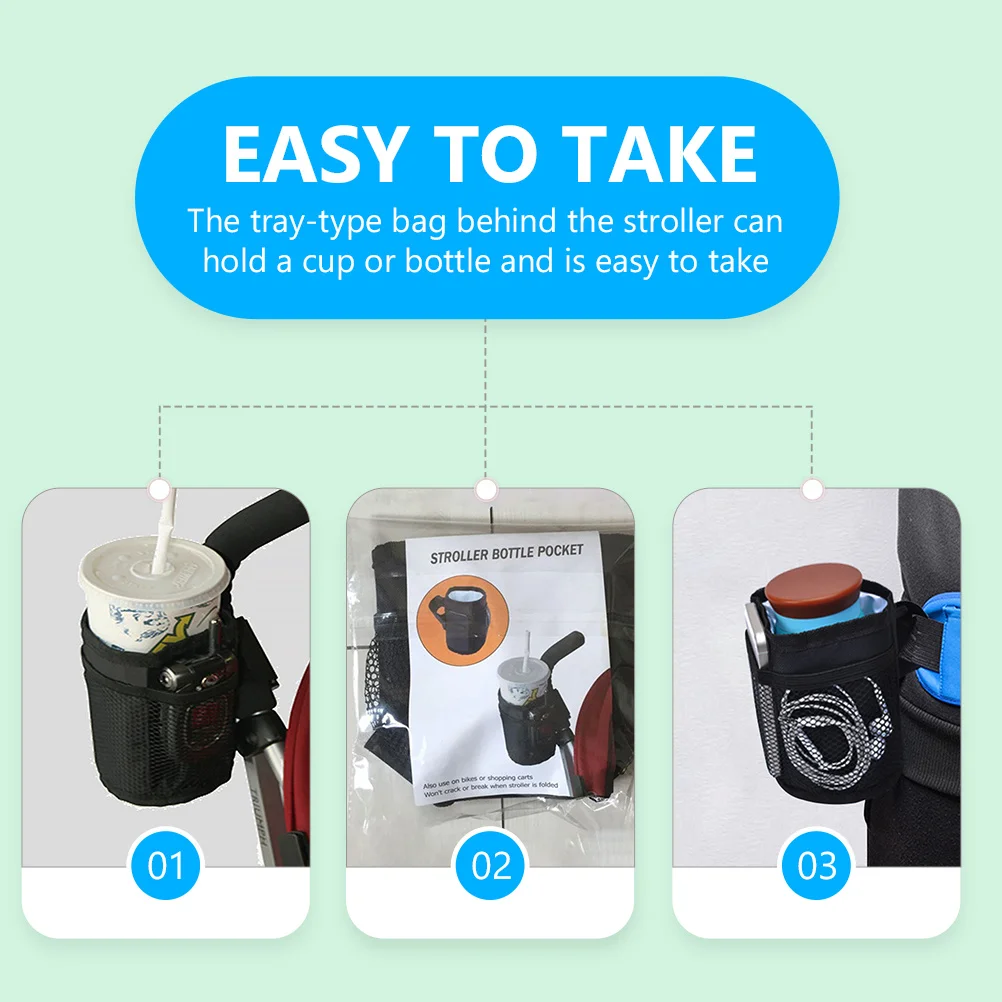 Insulated Cup Holder For Stroller Bike Bottle Rack Heat Preservation Mesh Bag Elastic Closure Hook Loop Fastening Riding