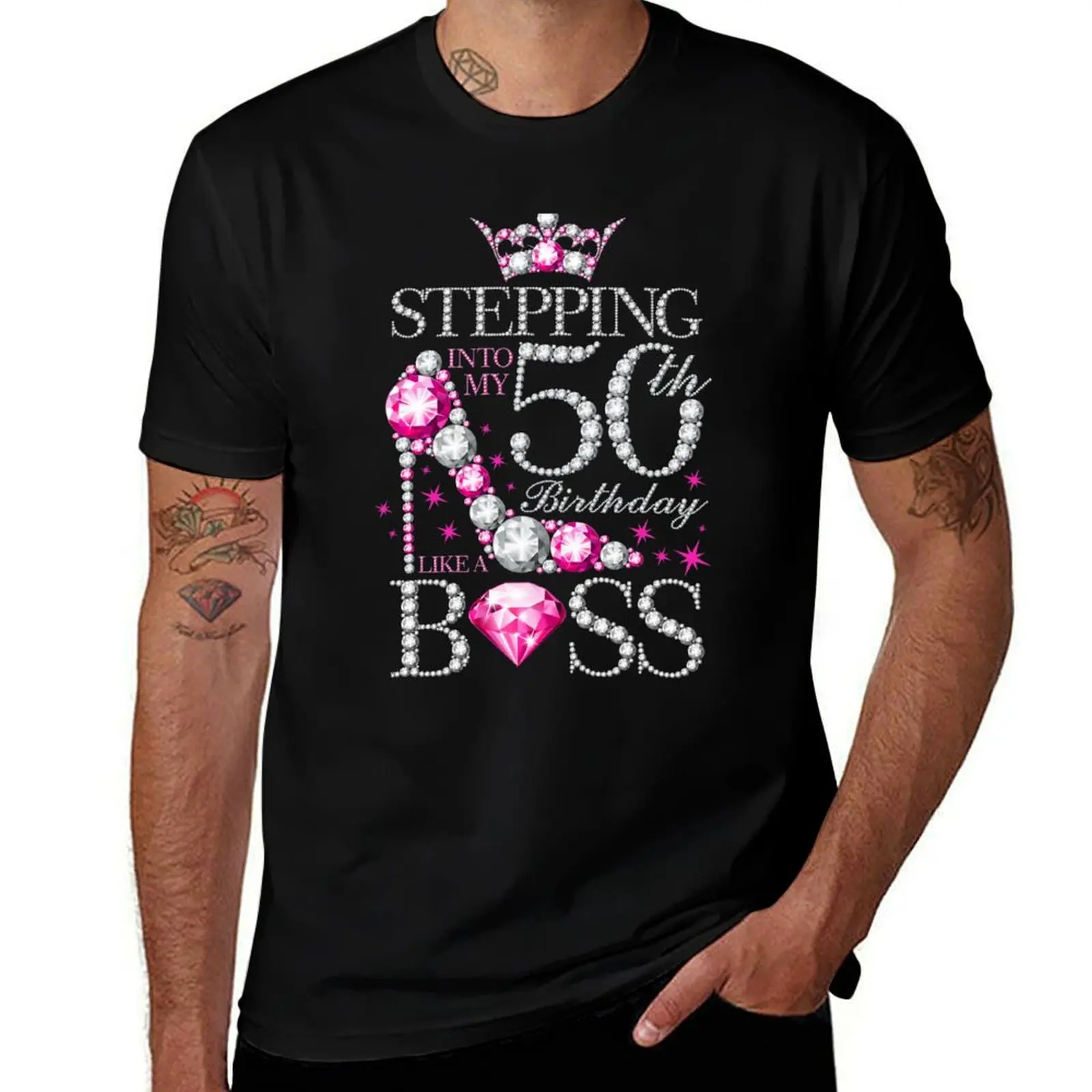 

50th Birthday. Stepping into my 50th Birthday lady’s T-Shirt t shirt man cotton funny t shirts cotton T-Shirt