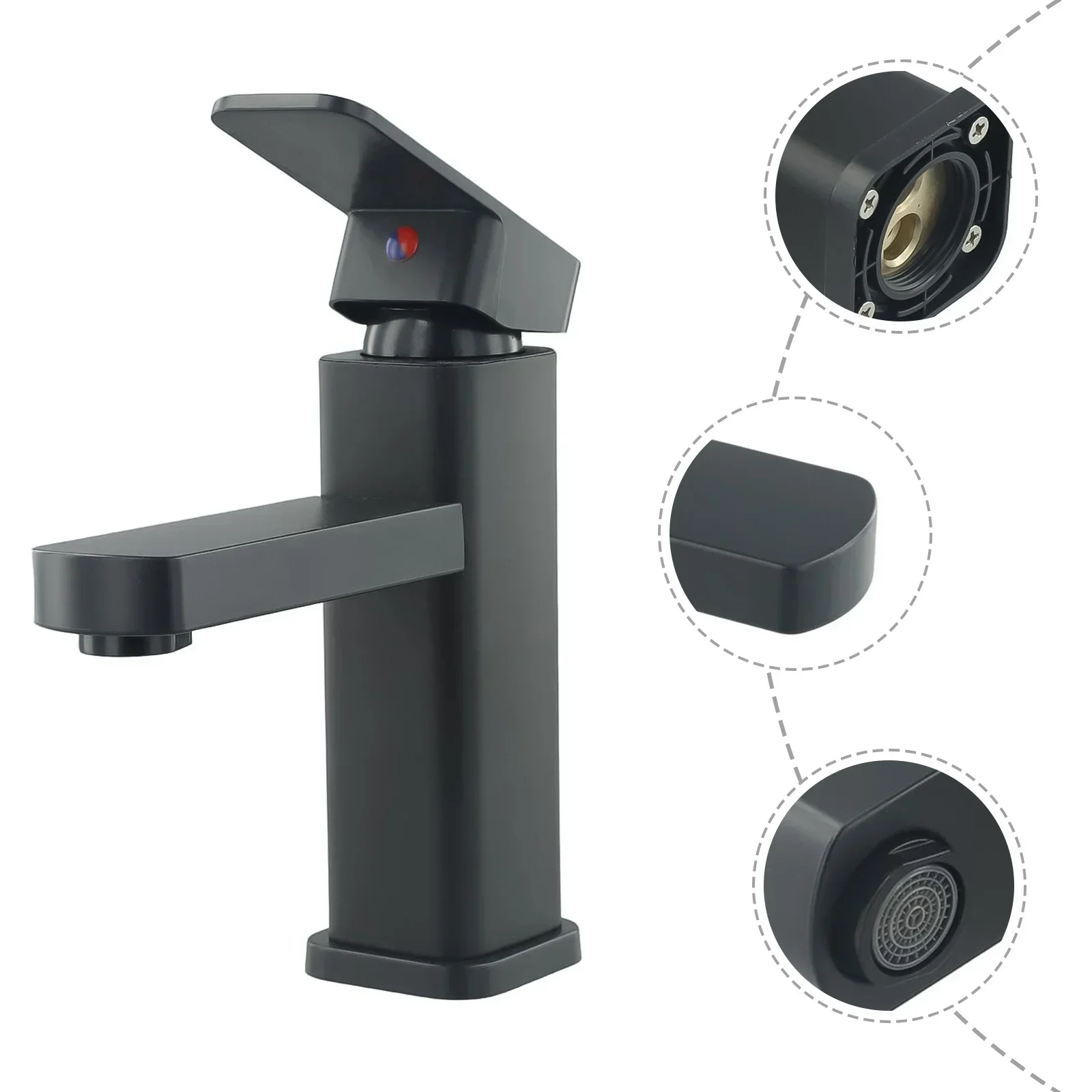 Sink Tap Bathroom Tap Anti-fingerprint Basin Mixer Tap Corrosion- Paint Black Parts Rust Single Lever Sink Counter Waterfall