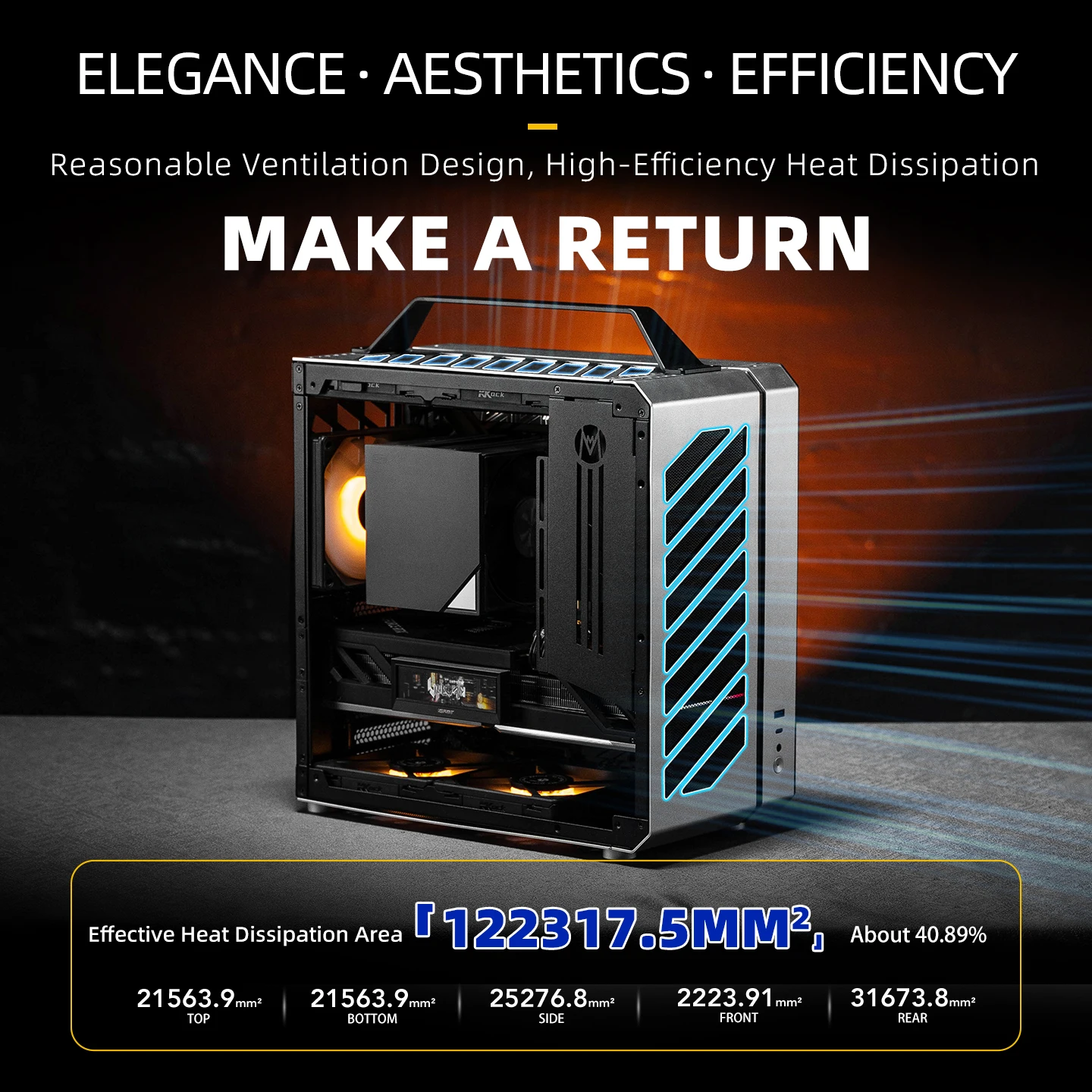 Mechanic Master Computer Case C34 Desktop Unit Box Side Transparent Flexible Convenient Aluminum PC Cube Mini Assemble