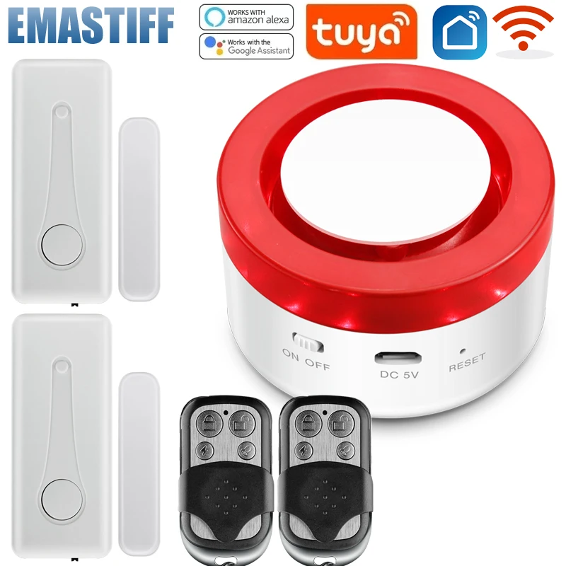 

Tuya Smart WIFI Беспроводная охранная сигнализация Комплект сигнализации Домашняя охранная сигнализация 433 МГц Датчик движения двери Совместимость Google Home Alexa