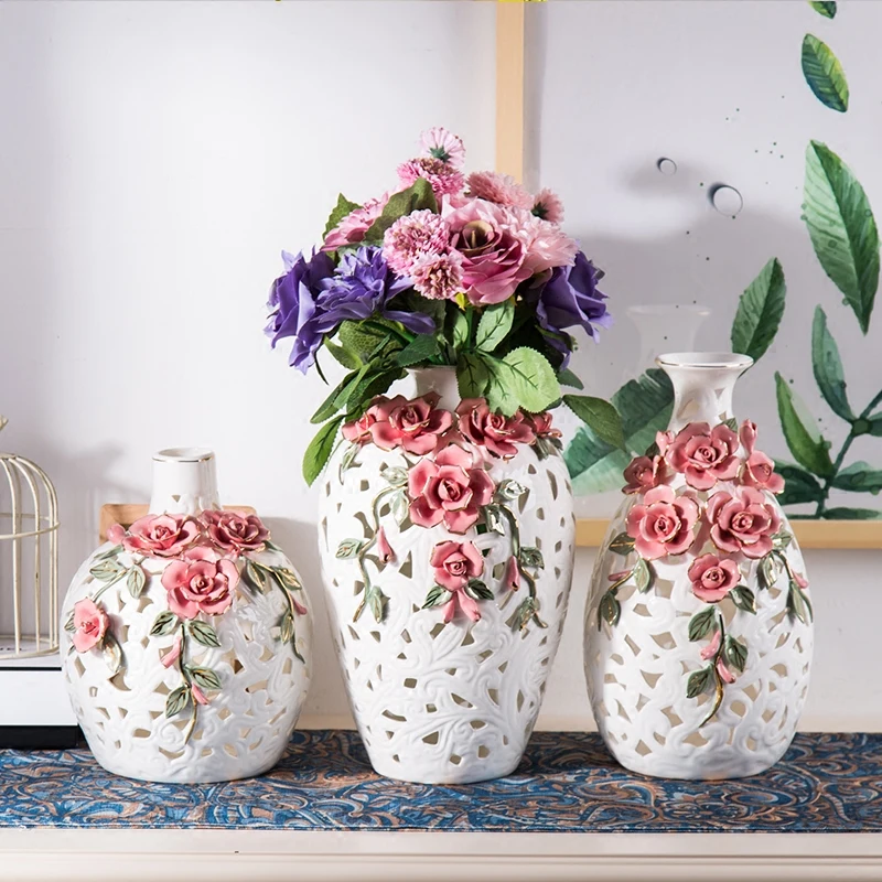 Street High Floor Vintage Plant Vase With Flowers Cylinder Interior Bonsai Vase Luxury Pot De Fleur Modern Home Decoration