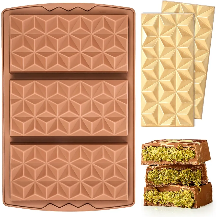 

1 Pc Chocolate Bar Mold Deep Silicone Large Chocolate Molds Break Apart Pyramid Shape Thick Candy Bar Molds