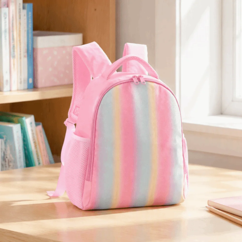 Fashionable Korean-style Striped Backpack Color-blocked Preppy Style Large Capacity School Bag Durable Waterproof