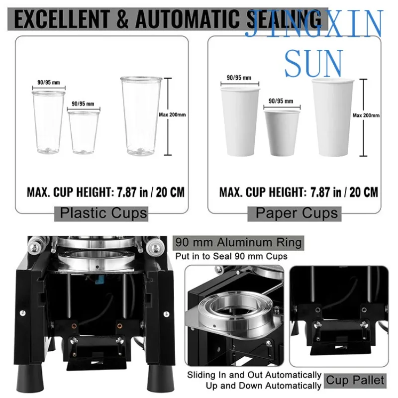 Hot-selling electric 95mm coffee beverage bubble tea boba juice cup sealing machine automatic cup sealing machine