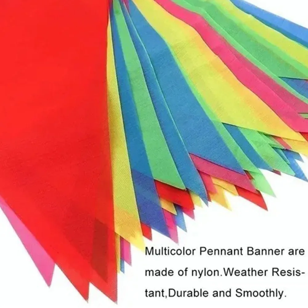 50M Length Pennant Banner 5.12 x 7.09in Multicolor Hanging Banner Decoration Nylon Fabric Flag String Decor Outdoor Event