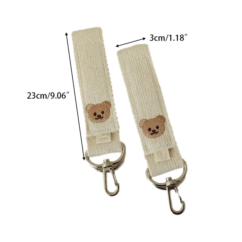 Embroidered Bear Cartoon Hook Durable Universal Pushchair Clip Baby Stroller Hooks for Hanging Mommy Bags Diaper Bag Accessories