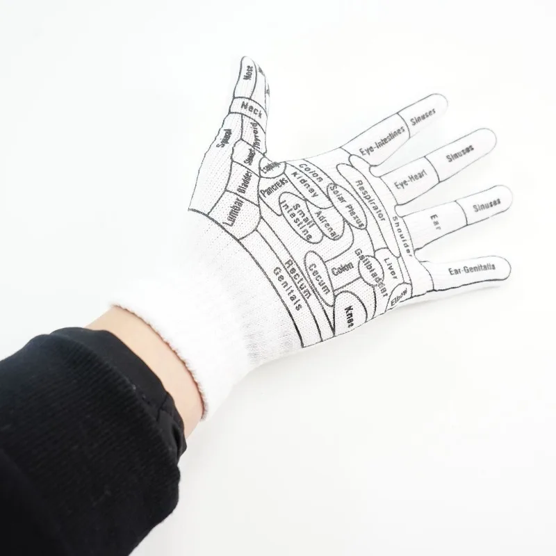 Acupressure Hand Massage Gloves Reflexology Points Meridian Chart  Palm Therapy Tool Home Relaxation Acupuncture Point Wellness