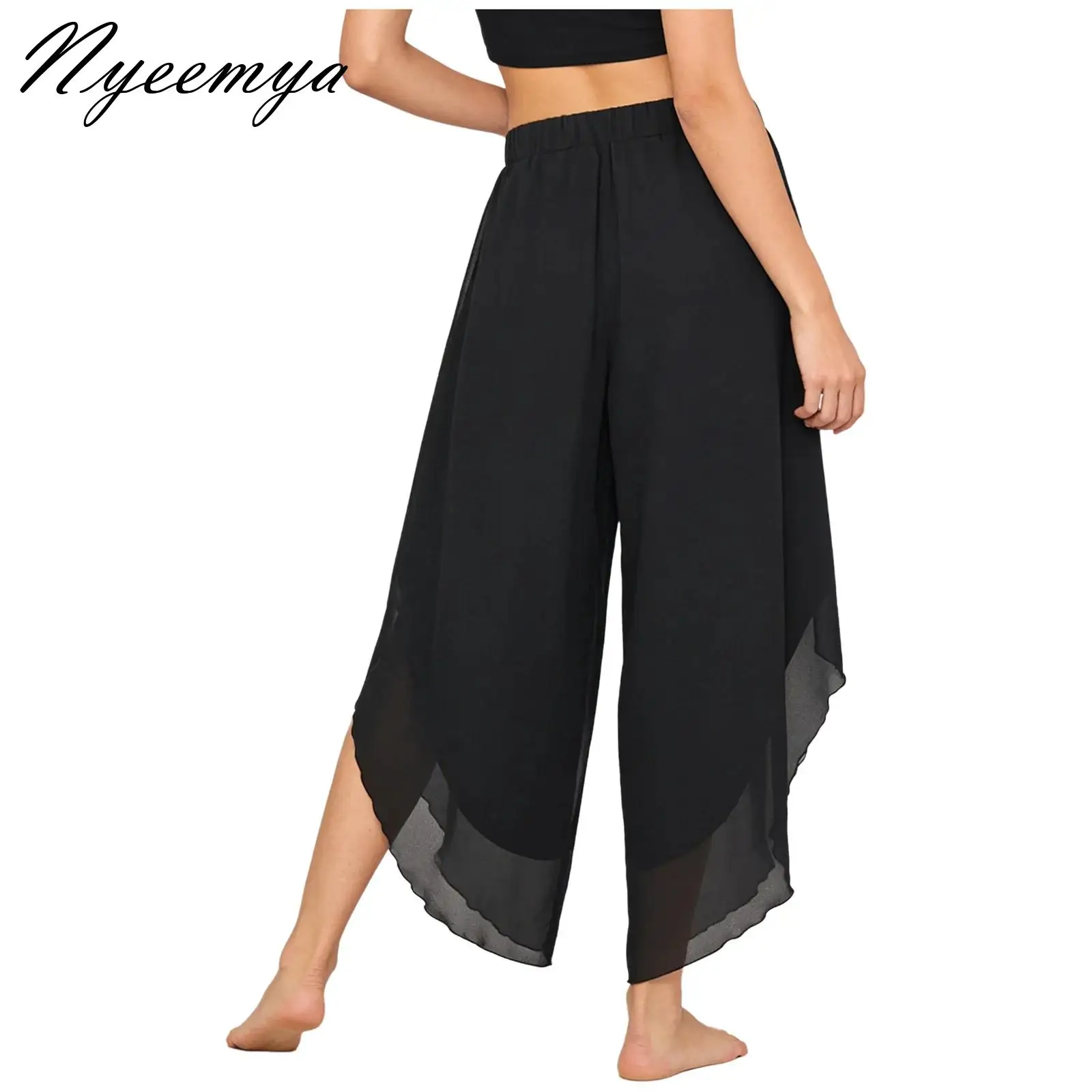 

Modern Dance Pants For Women Mesh Loose Irregular Wide Leg Pants Dancing Trousers Chinese Classical Dance Daily Ladies Yoga Pant