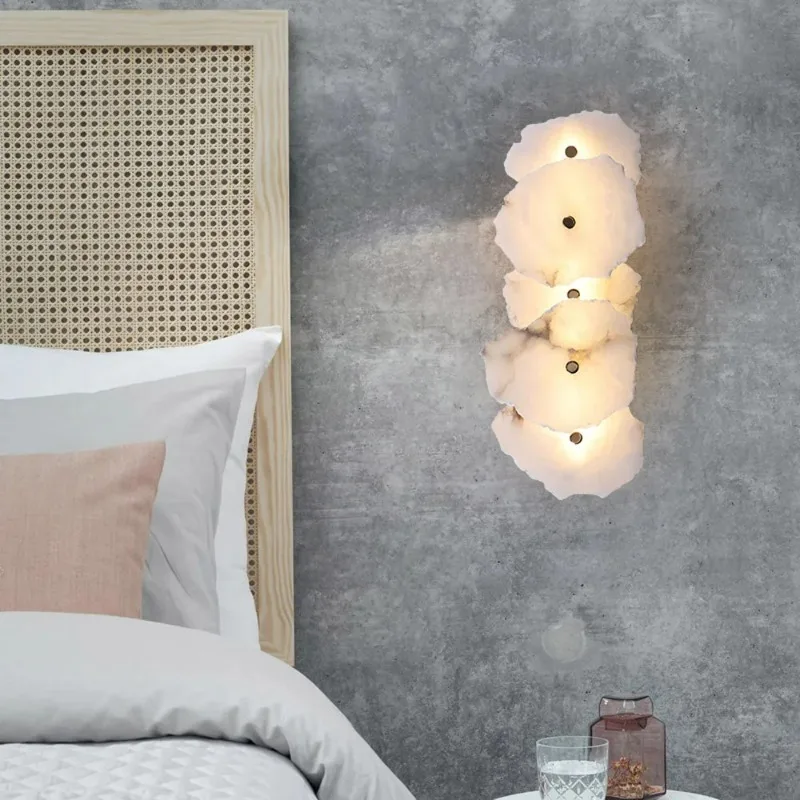 Natural Marble Wall Lamp Designer Bedroom Bedside Lamps Modern Living Room Background Lighting Staircase Corridor Bracket Light