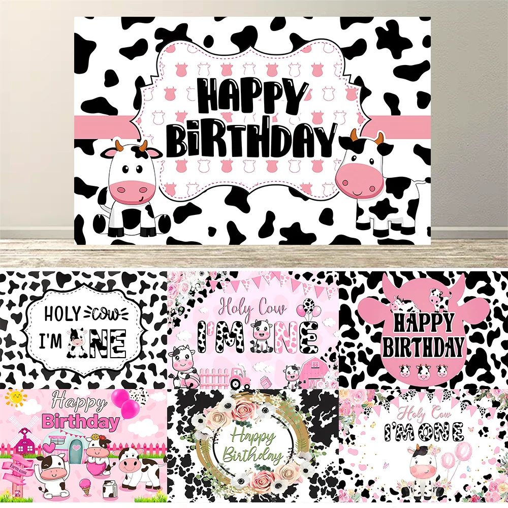 

Cartoon Cow Backdrop Banner Farm Cow Theme Background for Kid Baby Shower Photo Background Shoot Props Birthday Party Decor