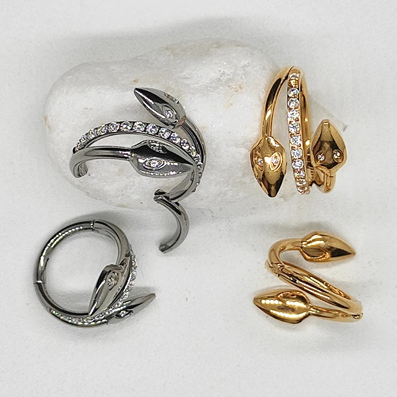 

Snake Earrings For Women G23 Titanium Ear Cartilage Tragus Helix Piercing Jewelry Hinged Segment Ring Zircon Hoop Nose Rings 16G