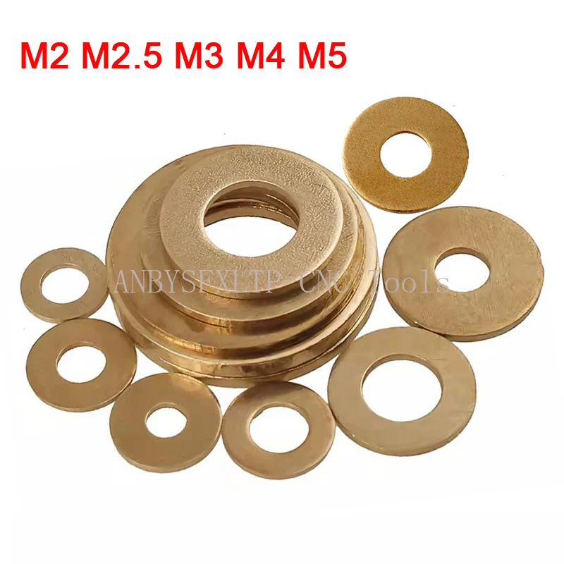 

2-500Pcs Brass Plain Washer Round Flat Washer GB97 Brass Gasket Shim Copper Metal Meson Pad Spacer M2 M2.5 M3 M4 M5