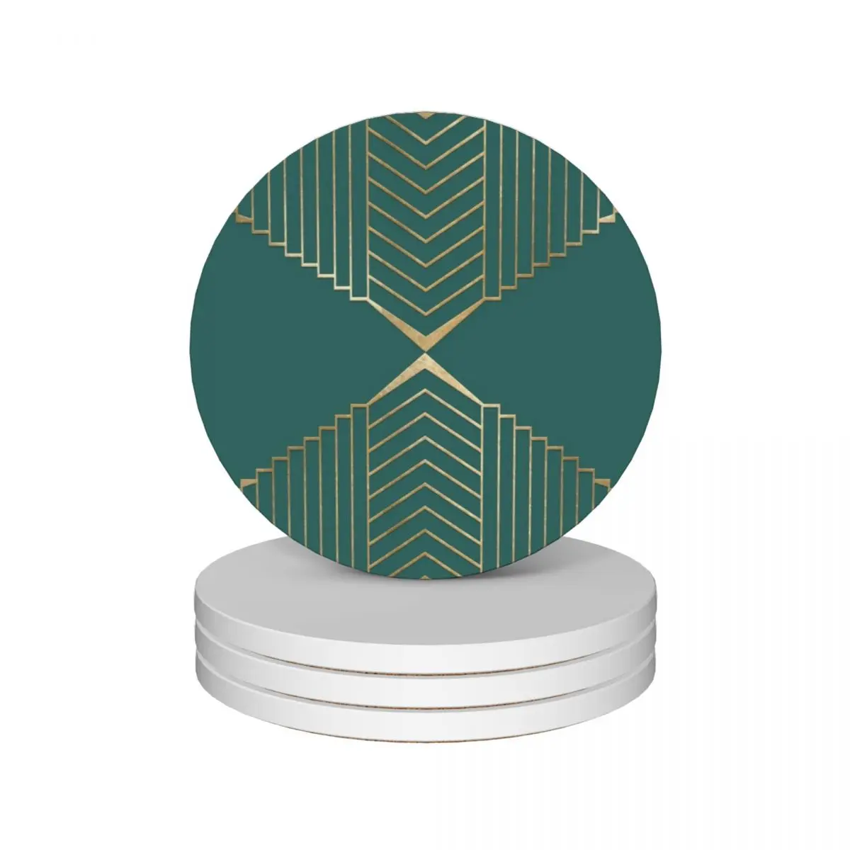 

Art Deco glamour - teal and gold II Ceramic Coasters (Set of 4) for cups set personalize black Coasters