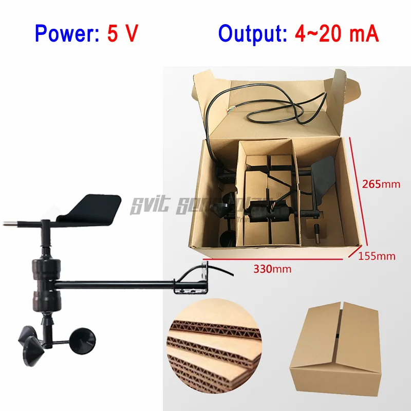 Trumsense STTWSWDI5420T 4 to 20mA Current Output Integrated T Shape Wind Speed And Direction Sensor DC 5V Power for Greenhouse