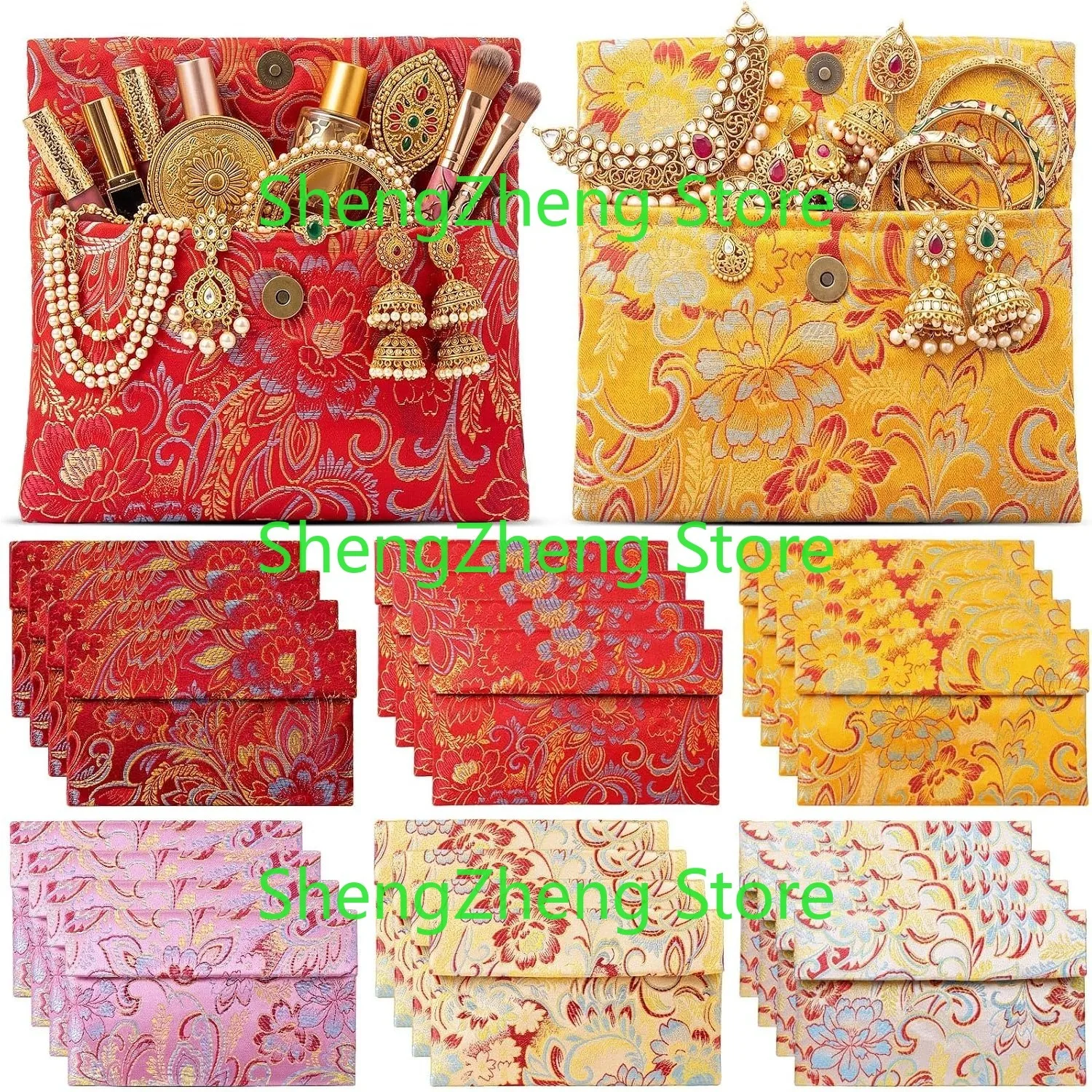 24Pcs Indian Return Gifts for Pooja Ganesh Chaturthi Rakhi 4.3 x 7.1 Inch Jewelry Pouch Wedding Diwali Party Favors Puja Hindu