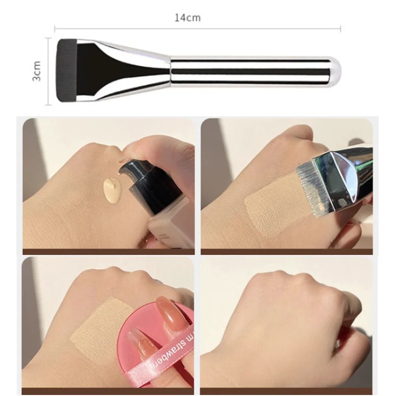 Brocha para base de cabeza plana, brocha correctora ultrafina sin rastro, brocha para máscara, sin polvo, herramientas de belleza para el cabello suave, brochas de maquillaje
