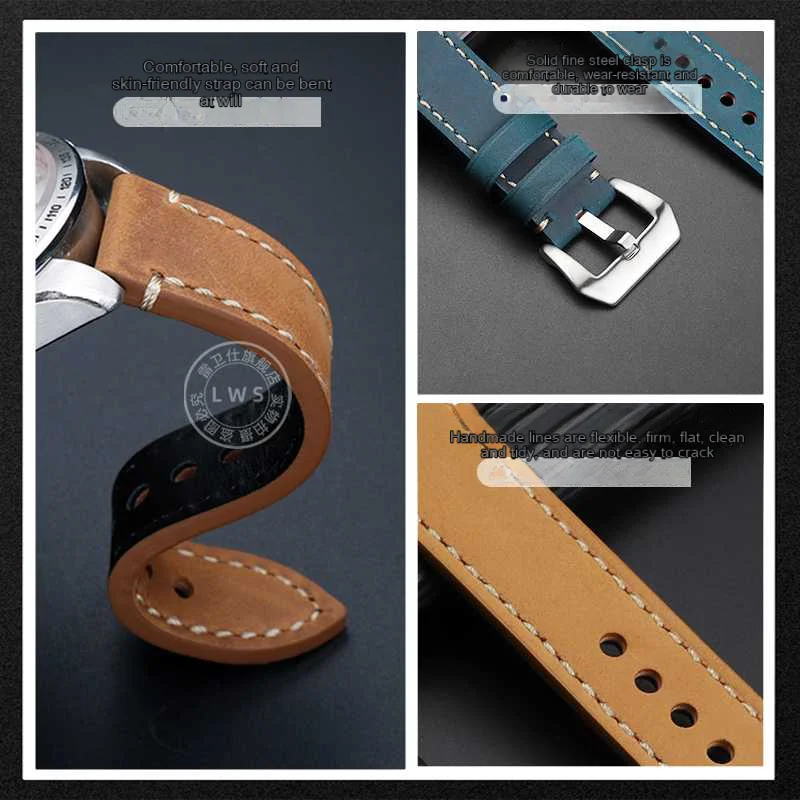 Nadaje się do Breitling pasek do zegarka Avengers Super Ocean mechaniczny Timing Vintage prawdziwa skóra zegarek akcesoria do paska 22 24m