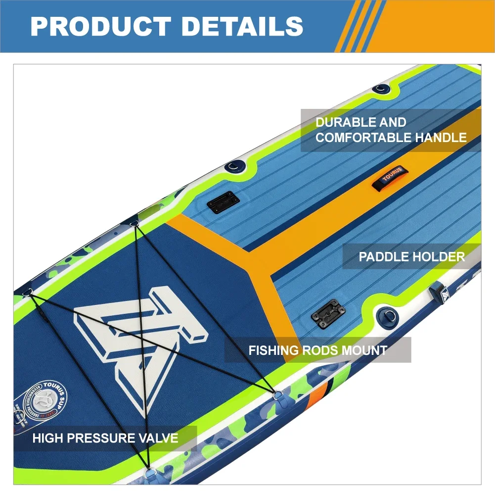 Dropshipping OEM supboard Water Sport Inflatable Paddle Board Fishing 11 ft Measure Board Fish TOURUS Fishing Boat Board