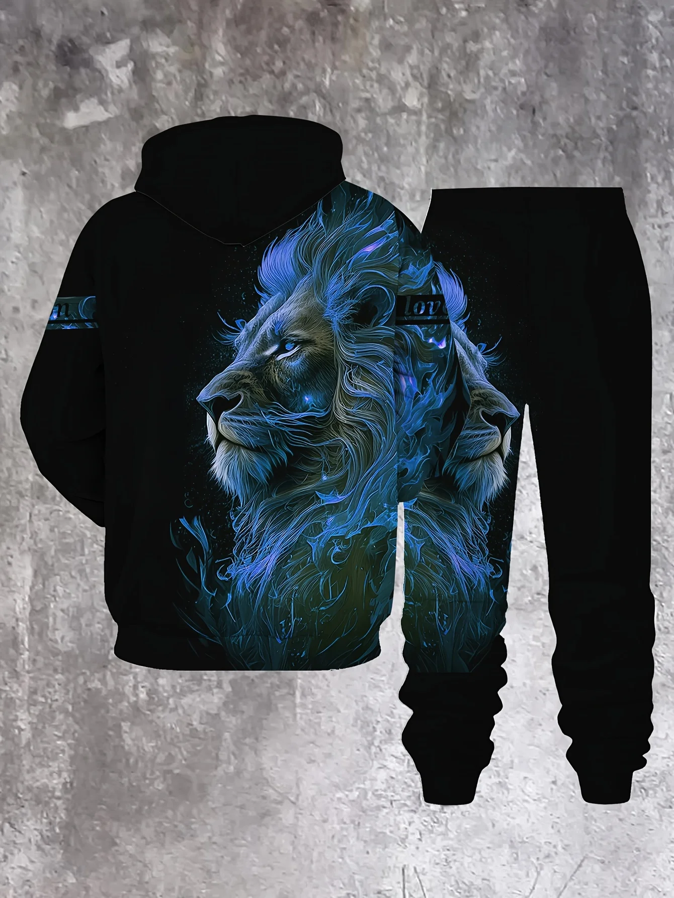 جديد وصول عارضة الشتاء الخريف الأسد نمط 3D مطبوعة هوديي وسراويل مجموعة رياضية 2 قطعة مجموعة ملابس رياضية الرجال الملابس البدلة #3