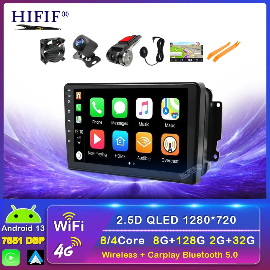 

Android 13 Carplay 128GB GPS Car Radio For Mercedes Benz C-Class W209 2002-2005 W203 C200 C320 C350 CLK SWC HD Camera Screen