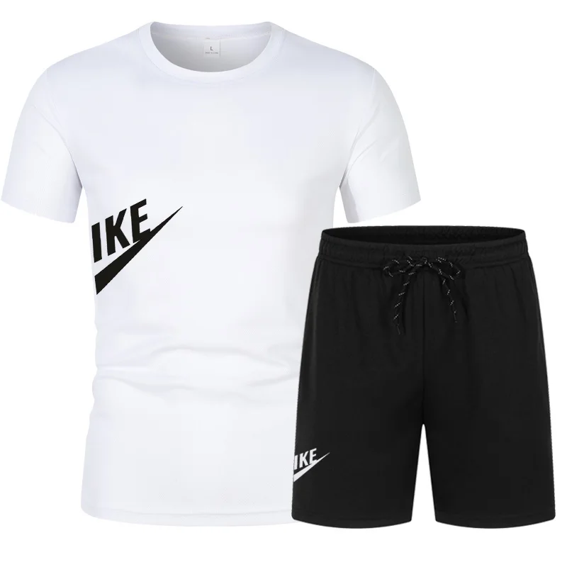 

Summer Tracksuit Men's T-shirt+Shorts Set Men's Sports Set Leisure Fashion Short Sleeve T-shirt Set Quick Drying 2 Piece Set