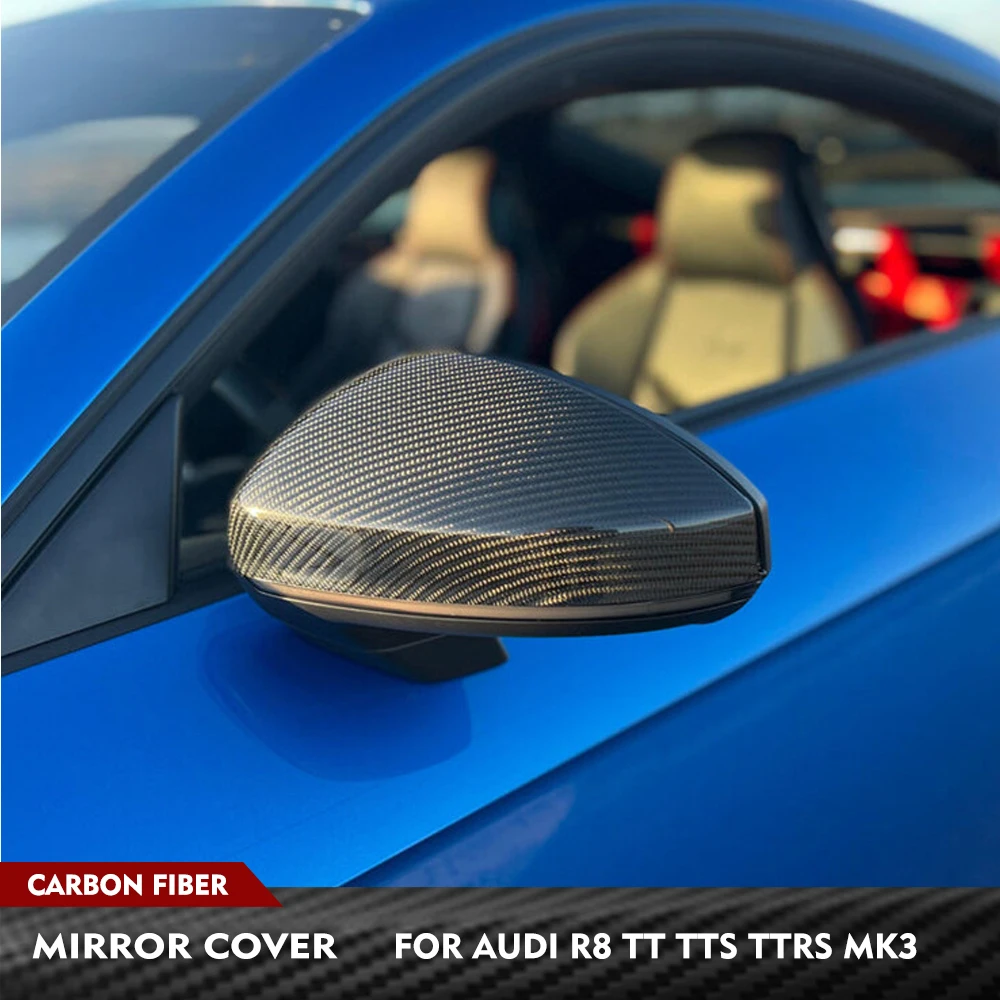 Carbon Fiber Replacement Style Side Door Rearview Mirror Covers for Audi R8 4S TT TTS TTRS MK3 Type FV/8S 2D 2015-2019