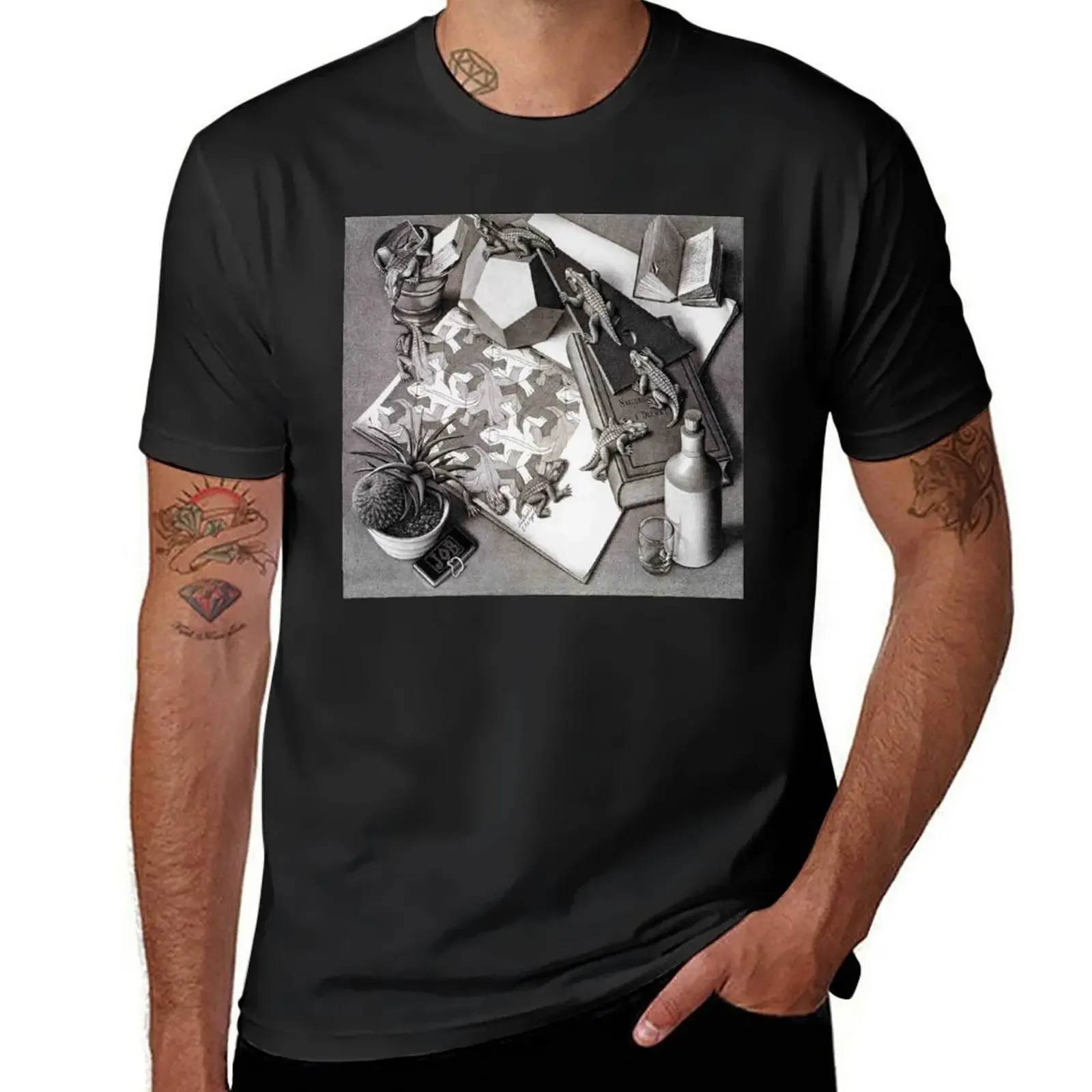 Escher T-Shirt anime stuff oversized graphic tee outfits for men