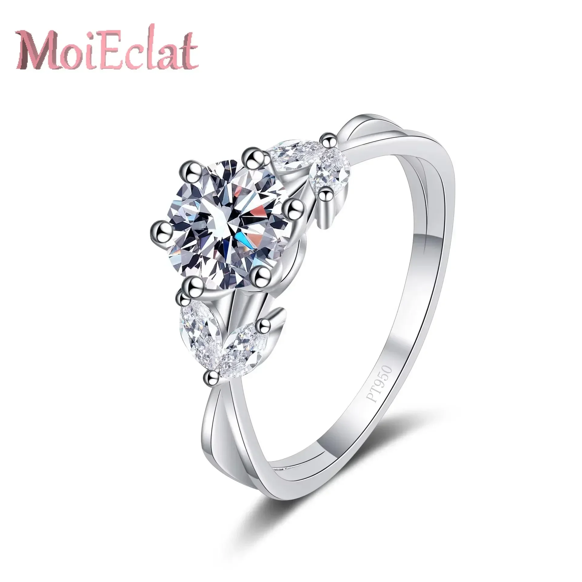 MoiEclat Store Platinum PT950 1ct Moissanite Flowers Wedding Ring, Stylish Jewelry Rings for Women Wedding Gift Certificate