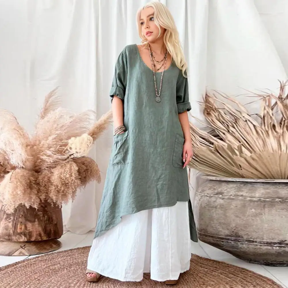 

Irregular Hem Design Dress Stylish Irregular Hem Maxi Dress Trendy Fall Summer Women's Patchwork Design with Color for Wear