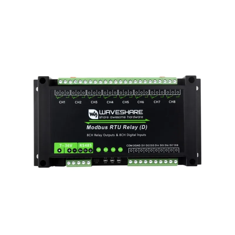 2026 Industrial Modbus RTU 8-ch Relay Module (D) With Digital Input and RS485 Interface, Multi Isolation Protection Circuits, 7~