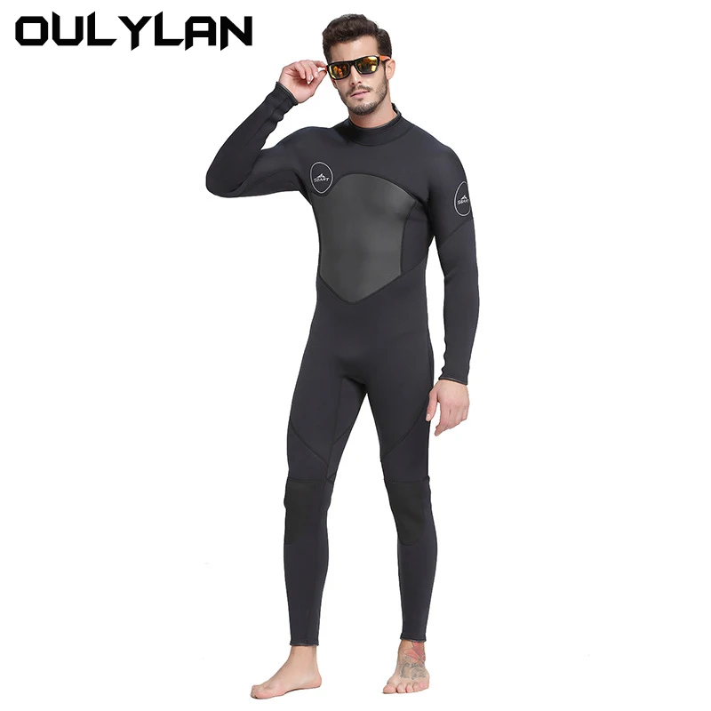 

Oulylan Men Wetsuit Full Bodysuit 1.5mm Round Neck Diving Suit Stretchy Swimming Surfing Snorkeling Kayaking Sports Clothing