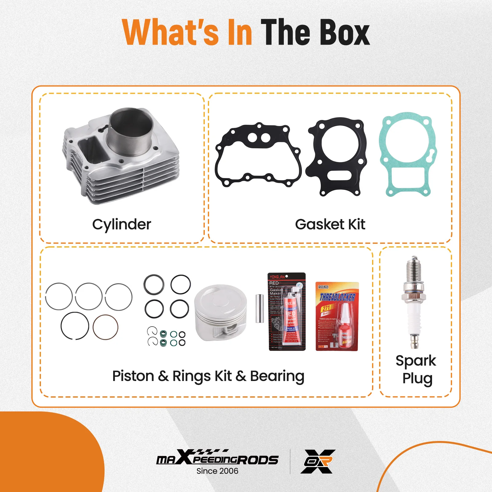 

Top End Piston & Ring W/Gasket Kit For Honda Recon 250 TRX250 new