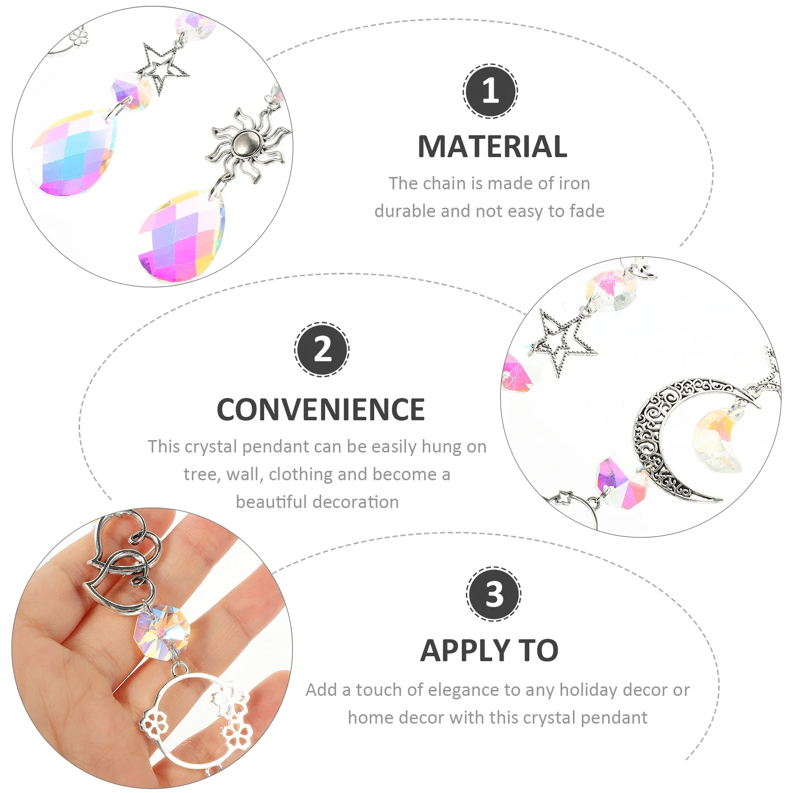 

3Pcs Hanging Crystal Pendant Decor for Fan Light Pull Chain Premium Material Luxury Atmosphere Bar Cafe Home Furniture