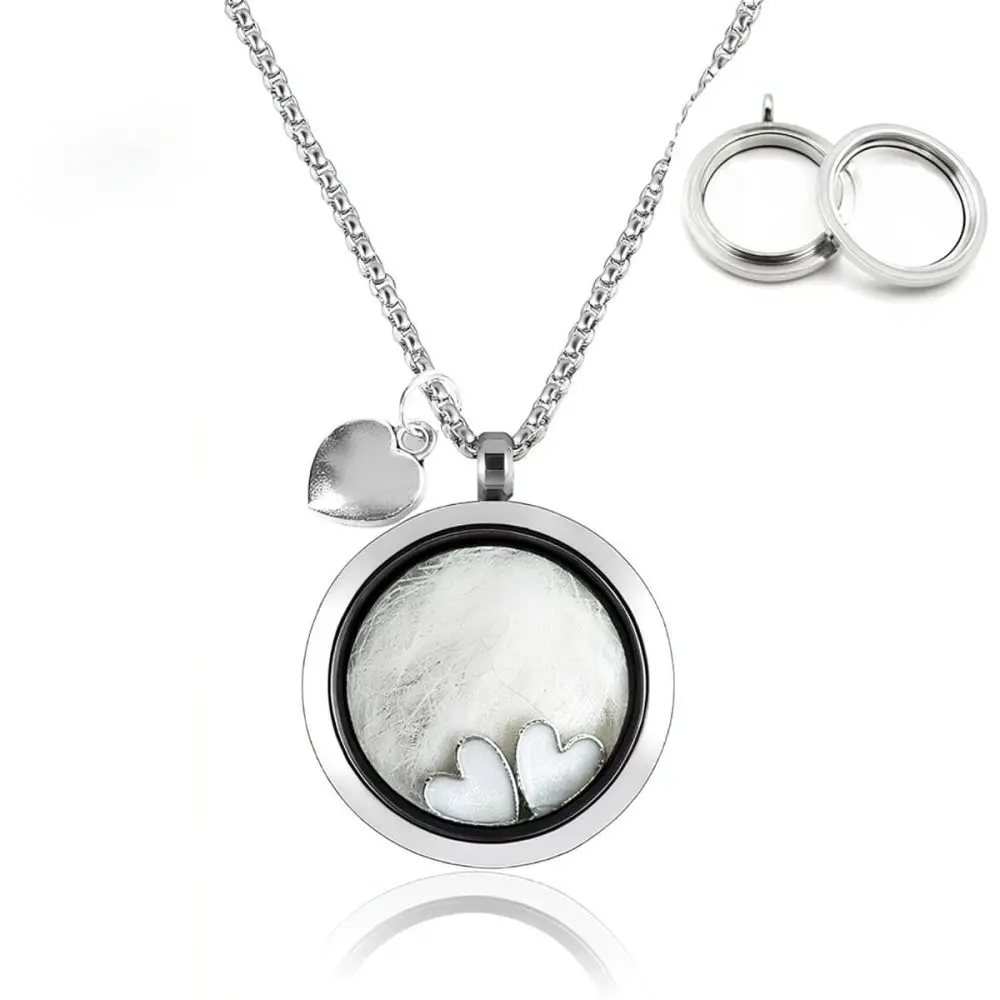 Heart Locket Cremation Necklace Stainless Steel Pet Memorial Jewelry Keepsake For Dog Cat Hair And Tooth Storage