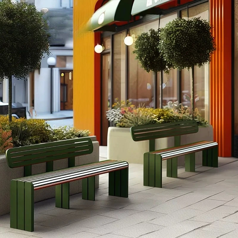 

Nordic Creative Outdoor Park Bench Modern Design Wrought Iron Commercial Street Bench Courtyard Leisure Outdoor Furniture FYSS