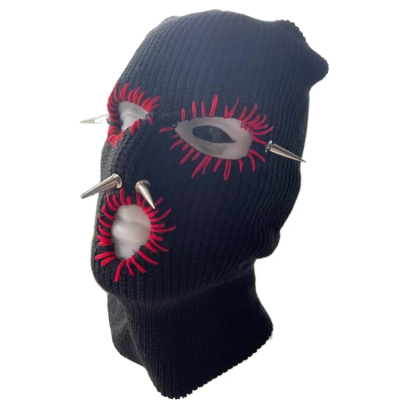 Knit Full Face Balaclava Hiking Scarves Devil Horn Balaclava Ski Halloween Hat