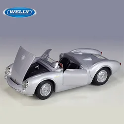 WELLY-Porsche 550 Spyder modelo de coche clásico de aleación, vehículo de juguete de Metal fundido a presión, colección de simulación, regalos para niños, 1:24