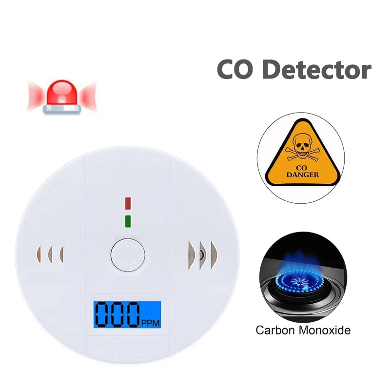 Detector de monóxido de carbono, sirena de sonido de 85dB con indicador LCD, Mini Detector de CO PPM, Sensor de alarma de advertencia, seguridad del